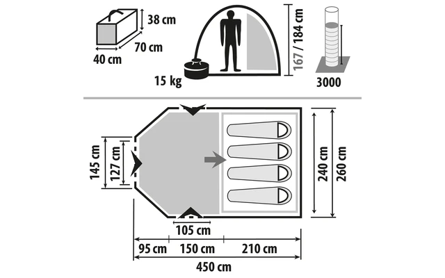 Berger Zelt Campo 4 Air Schwarze Schlafkabine